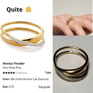 Monica Vinader Nura Wrap Ring in Gold and Silver. It has scratches, See Pics.#91